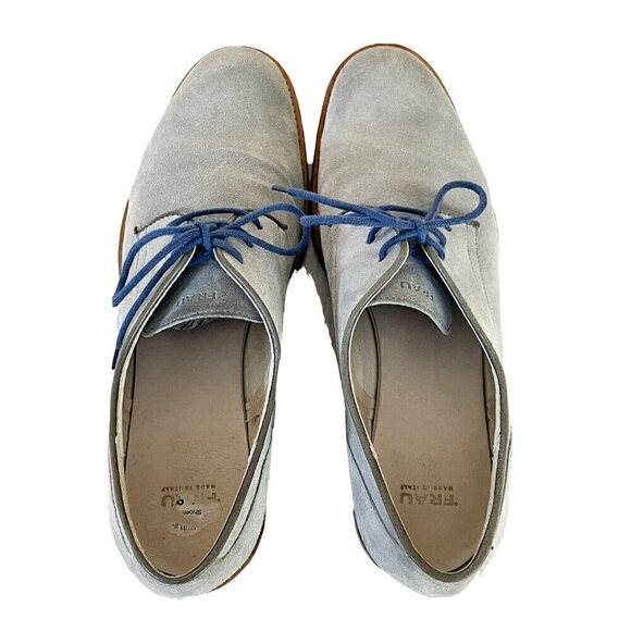 Frau Men’s 39 US Sz 6  Gray Suede Derby Lace Up Shoes Blue Eco Soles and Laces main image 9